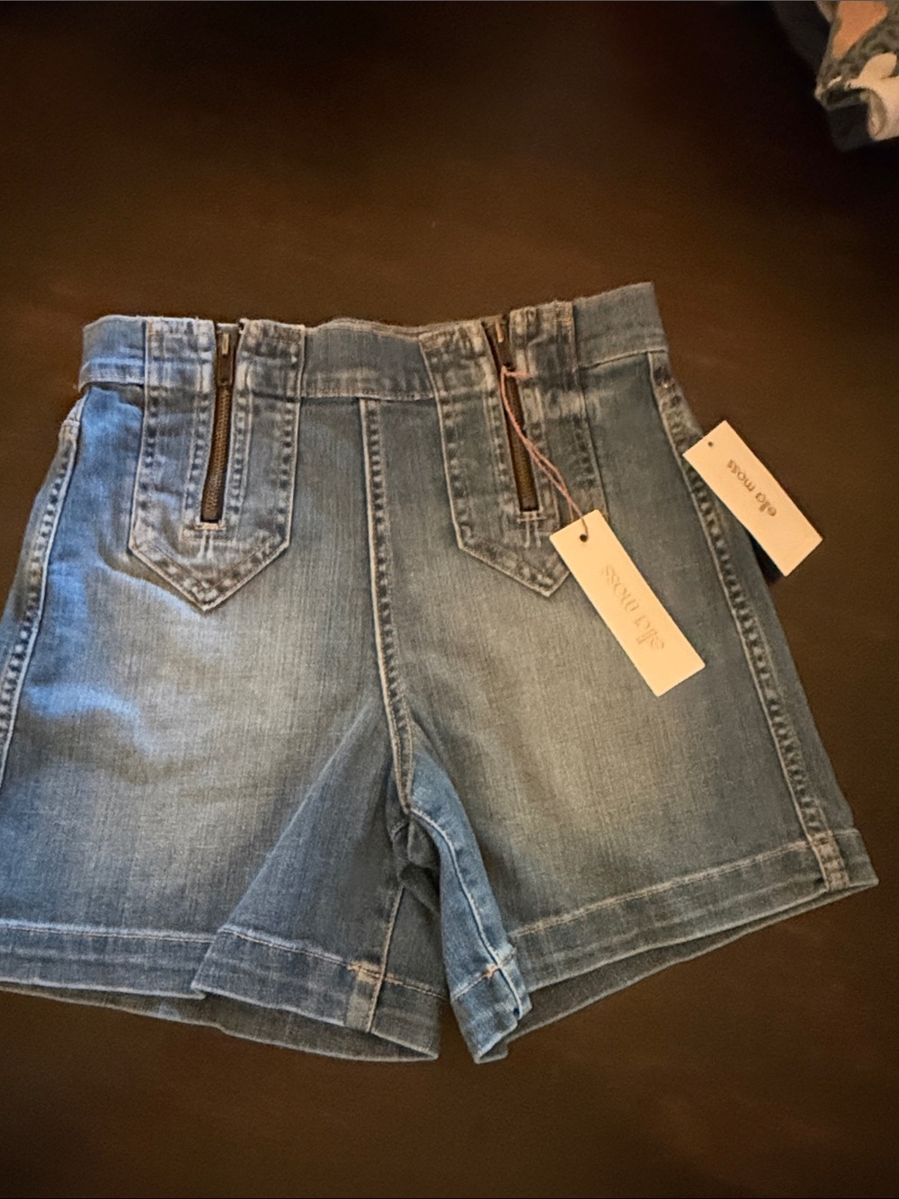 Ella Moss size 24 NWT Light Blue Denim Zip-Front High-Waist Shorts